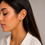 Trio de Brinco Folheado a Ouro 18K Perola, Esfera e Coração martelado