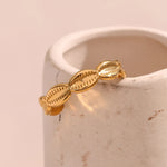E.B. Belle-impermeável aço inoxidável Shell anéis, anéis básicos minimalistas, 18K banhado a ouro, tamanho aberto