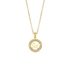 Ebbelle oco redondo zircão pavimentado 26 alfabeto inicial colar senhoras elegante presente de aniversário 18k banhado a ouro carta colar