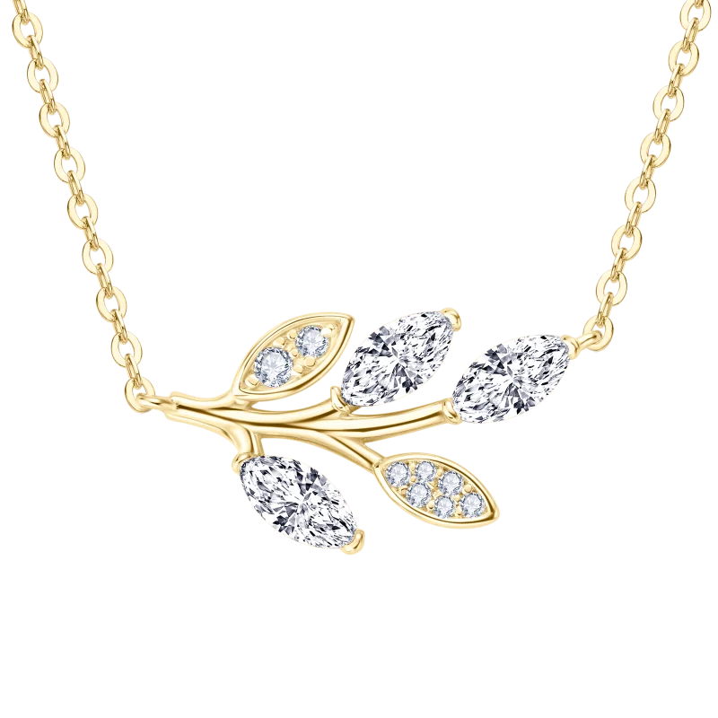 Colar Folha Moissanite Marquise