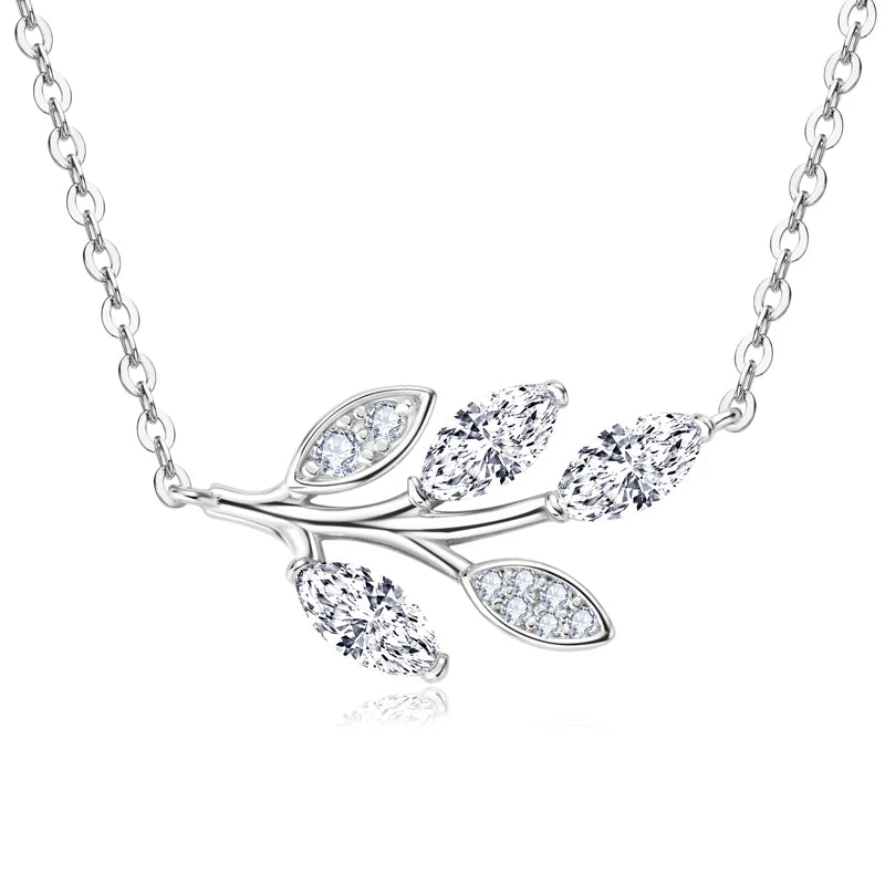 Colar Folha Moissanite Marquise