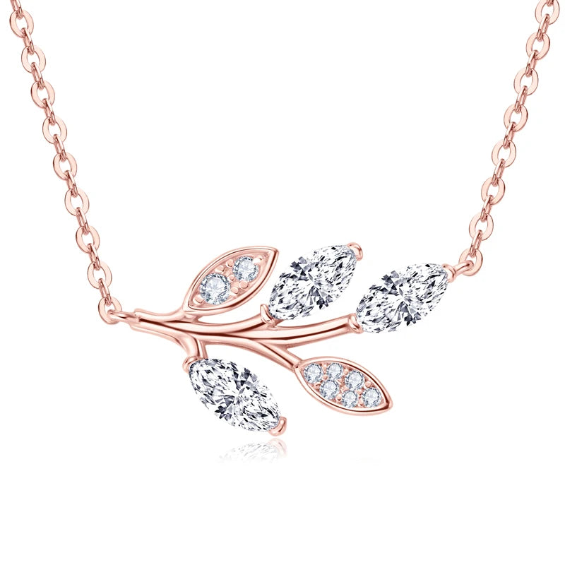 Colar Folha Moissanite Marquise