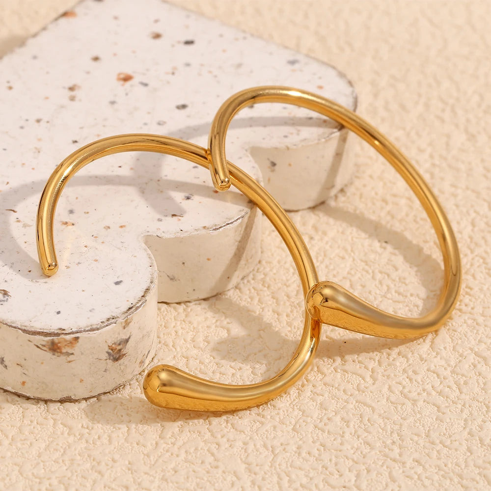 E.B.belle Pulseira assimétrica minimamente com abertura de pulseira de aço inoxidável joias hipoalergênicas para