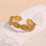 E.B. Belle-impermeável aço inoxidável Shell anéis, anéis básicos minimalistas, 18K banhado a ouro, tamanho aberto
