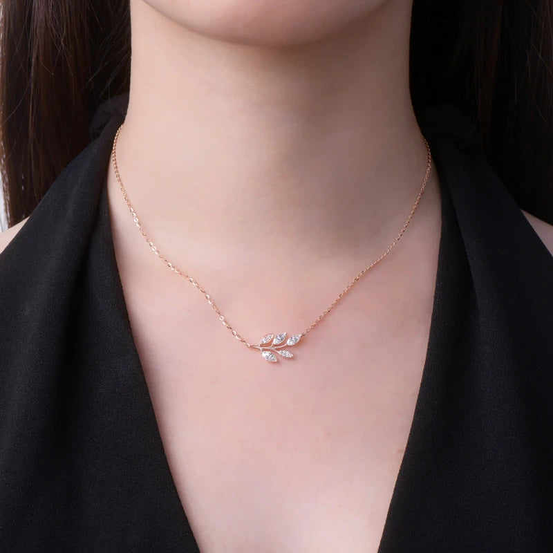 Colar Folha Moissanite Marquise