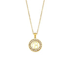 Ebbelle oco redondo zircão pavimentado 26 alfabeto inicial colar senhoras elegante presente de aniversário 18k banhado a ouro carta colar
