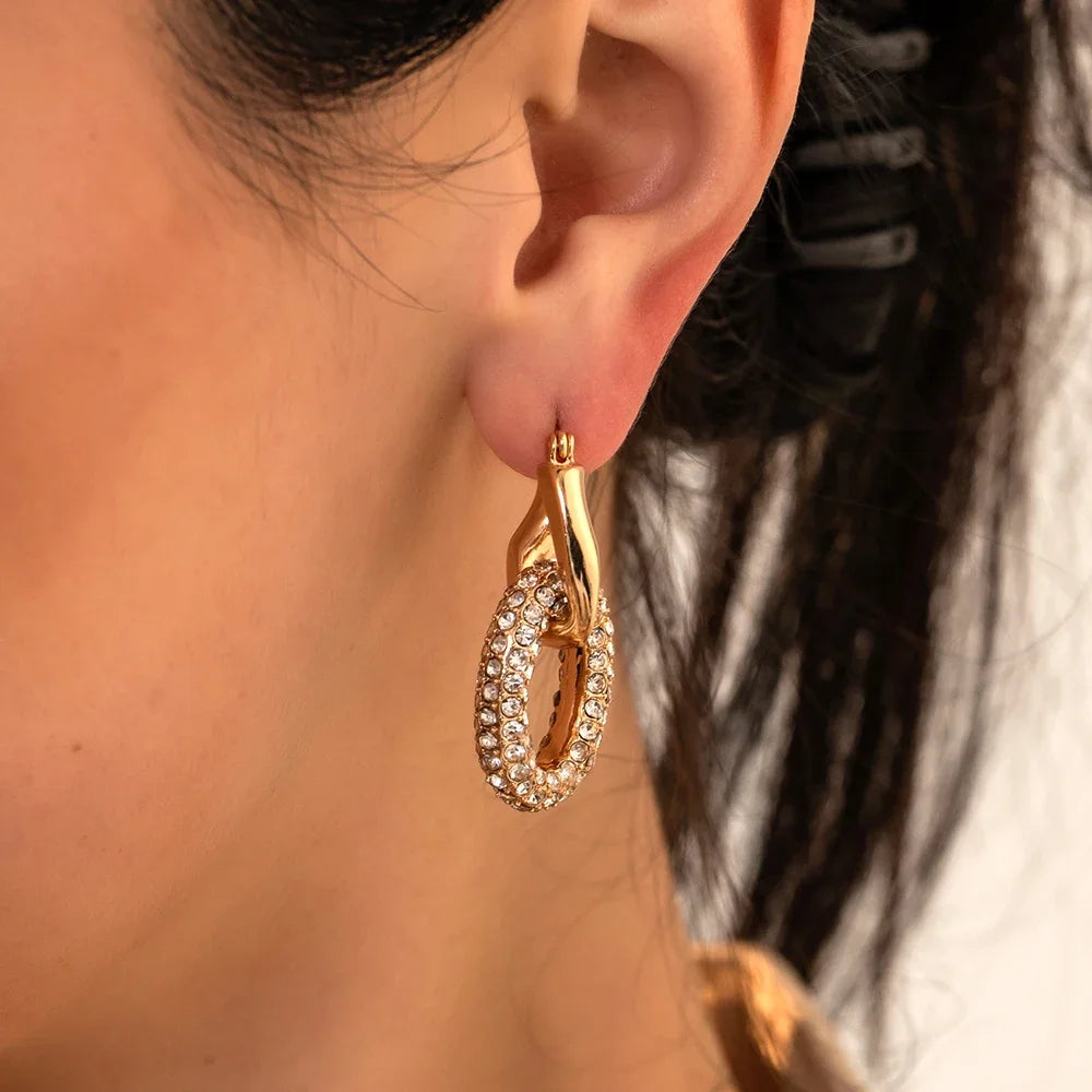 Aurora Zircon — Brincos Femininos Geométricos Banhados a Ouro