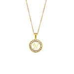 Ebbelle oco redondo zircão pavimentado 26 alfabeto inicial colar senhoras elegante presente de aniversário 18k banhado a ouro carta colar