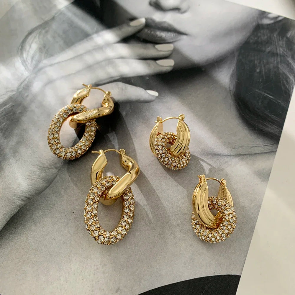 Aurora Zircon — Brincos Femininos Geométricos Banhados a Ouro