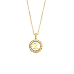 Ebbelle oco redondo zircão pavimentado 26 alfabeto inicial colar senhoras elegante presente de aniversário 18k banhado a ouro carta colar