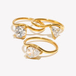 Ebbelle onda gota redonda zircão anel à prova dwaterproof água minimalista 316l aço inoxidável anéis femininos 18k banhado a ouro acessórios