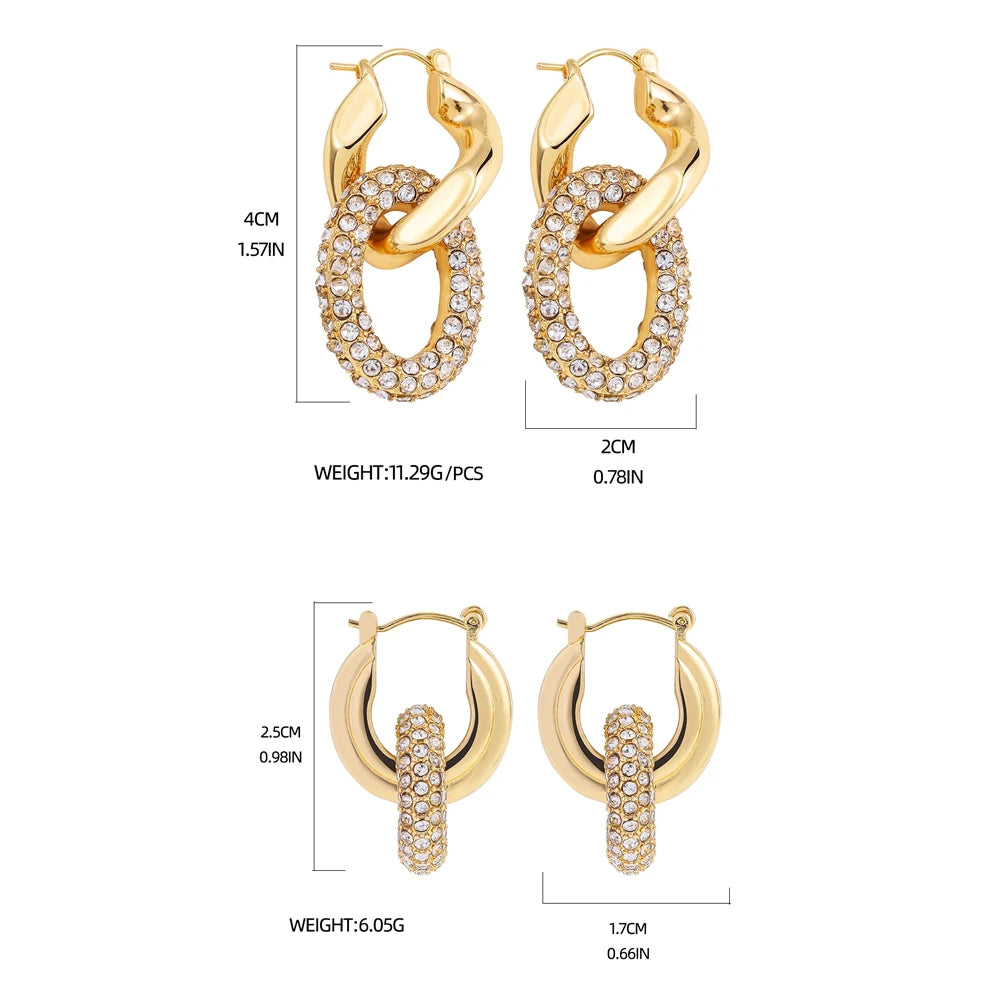 Aurora Zircon — Brincos Femininos Geométricos Banhados a Ouro