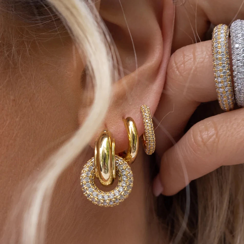 Aurora Zircon — Brincos Femininos Geométricos Banhados a Ouro