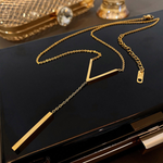 Cordão feminino aço inoxidável banhado ouro 18k durável colar elegante
