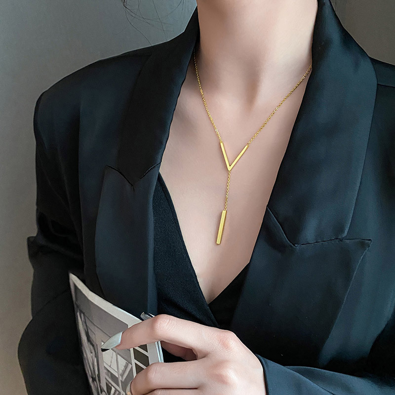 Cordão feminino aço inoxidável banhado ouro 18k durável colar elegante