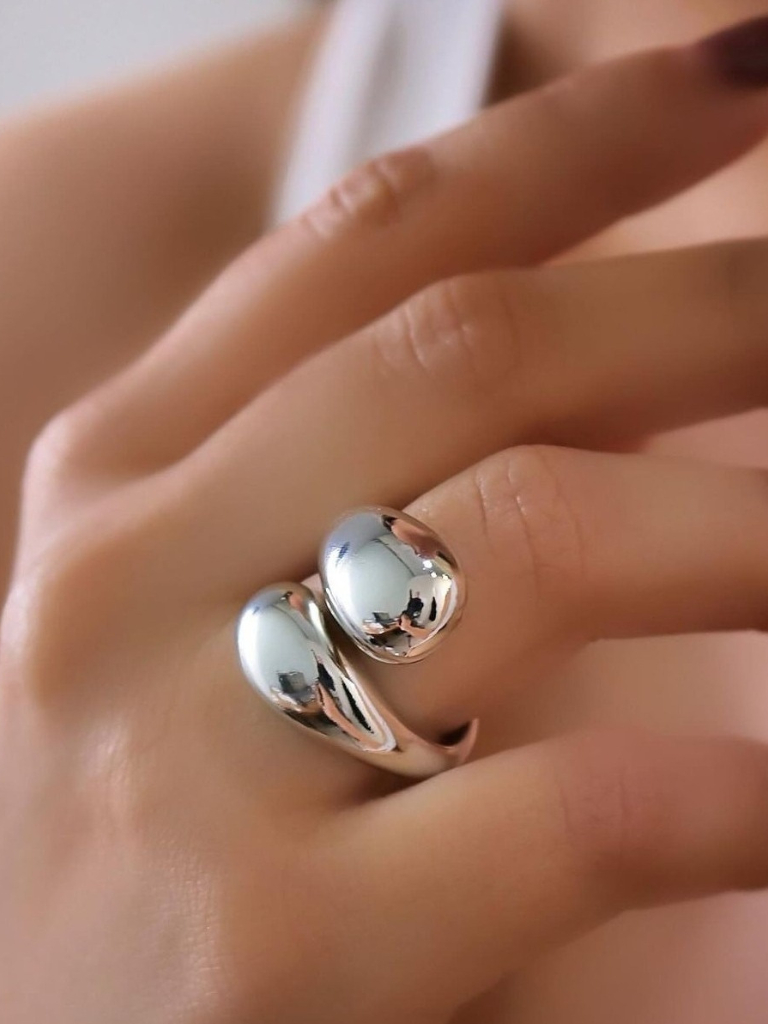Anel Feminino Gota Dourado ou Prata Anéis Acessórios Femininos