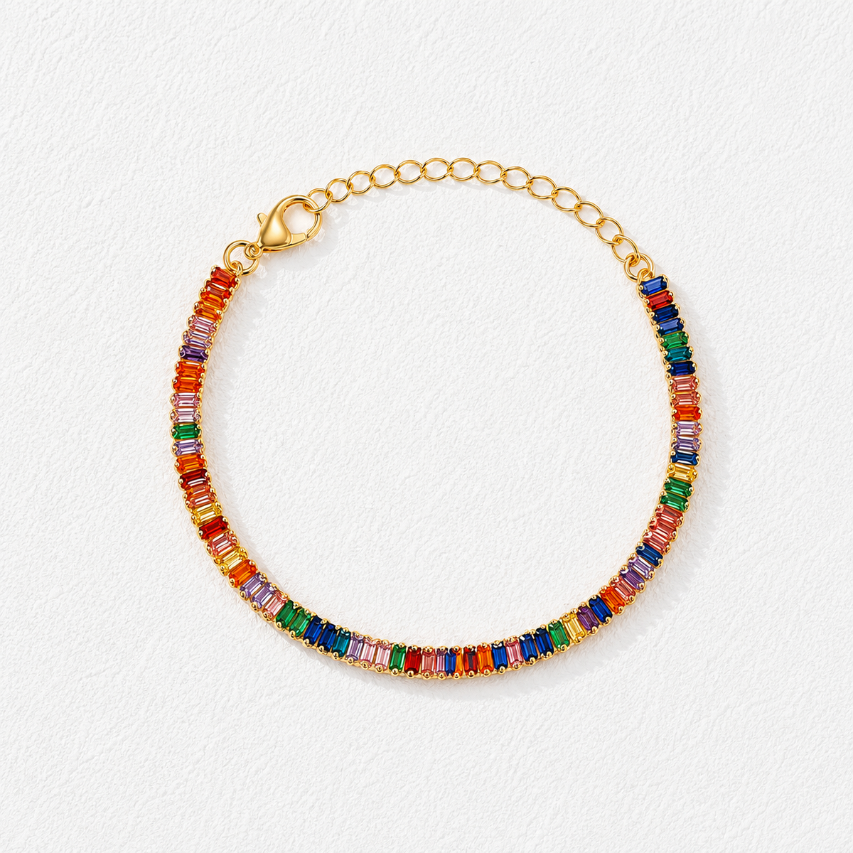 Pulseira Folheada a Ouro 18 k Navetes Coloridos
