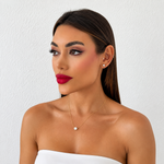 Conjunto colar e brinco folheado a ouro 18 k ponto de luz ouro