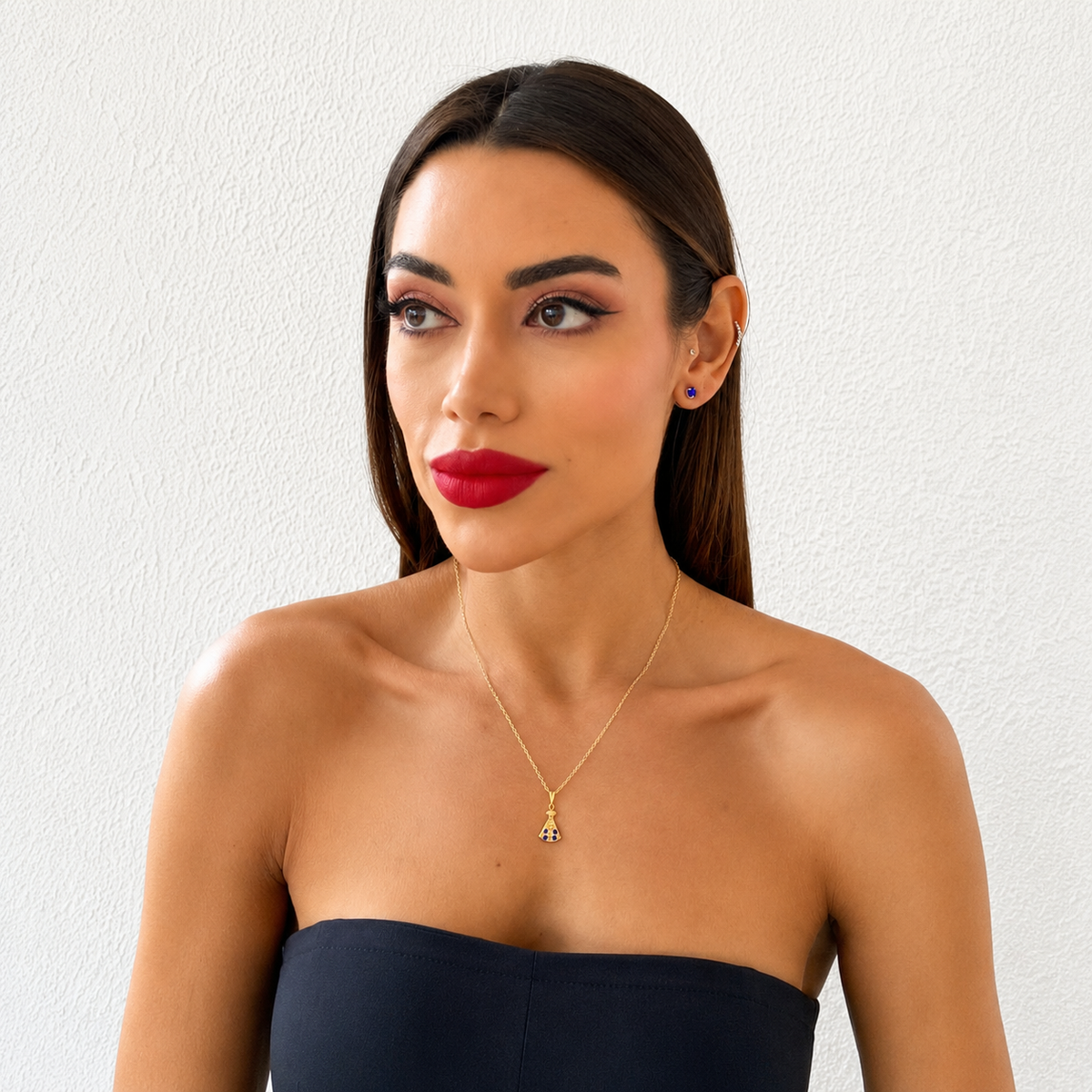 Conjunto colar e brinco folheado a ouro 18 k Nossa senhora