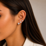 Trio de Brincos Folheado a Ouro 18K Coração Cristal