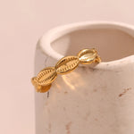 E.B. Belle-impermeável aço inoxidável Shell anéis, anéis básicos minimalistas, 18K banhado a ouro, tamanho aberto