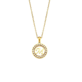 Ebbelle oco redondo zircão pavimentado 26 alfabeto inicial colar senhoras elegante presente de aniversário 18k banhado a ouro carta colar