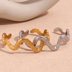 E.B.belle Beat Padrão em forma de cobra pulseira aberta à prova d'água joias banhadas a ouro 18K pulseira de aço inoxidável 316L