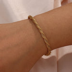 E.B.belle Corda Melsh de aço inoxidável à prova d'água, clipe de papel, link Figaro, corrente de ondas de água, conjunto de pulseiras banhadas a ouro, joias