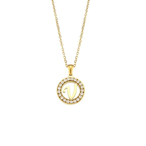 Ebbelle oco redondo zircão pavimentado 26 alfabeto inicial colar senhoras elegante presente de aniversário 18k banhado a ouro carta colar