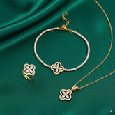 Conjunto Trevo 4 Folhas com Brilhantes VcChic