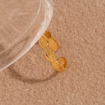 E.B. Belle-impermeável aço inoxidável Shell anéis, anéis básicos minimalistas, 18K banhado a ouro, tamanho aberto