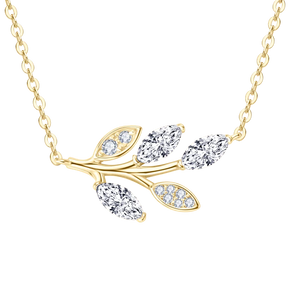 Colar Folha Moissanite Marquise