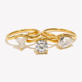Ebbelle onda gota redonda zircão anel à prova dwaterproof água minimalista 316l aço inoxidável anéis femininos 18k banhado a ouro acessórios