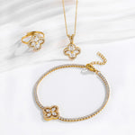 Conjunto Trevo 4 Folhas com Brilhantes VcChic