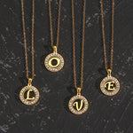 Ebbelle oco redondo zircão pavimentado 26 alfabeto inicial colar senhoras elegante presente de aniversário 18k banhado a ouro carta colar