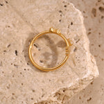 Ebbelle novo anel de coroa de strass branco sem manchas joias de aço inoxidável hipolergênico banhado a ouro 18k para mulheres e meninas