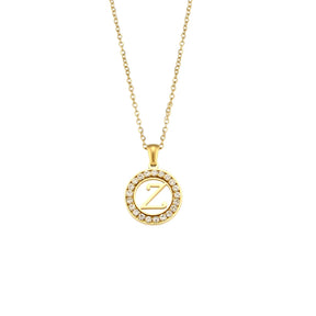 Ebbelle oco redondo zircão pavimentado 26 alfabeto inicial colar senhoras elegante presente de aniversário 18k banhado a ouro carta colar