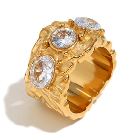 Anel banhado a ouro 18 k com Pedras Victória