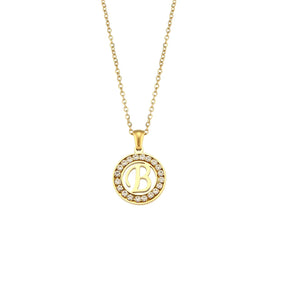 Ebbelle oco redondo zircão pavimentado 26 alfabeto inicial colar senhoras elegante presente de aniversário 18k banhado a ouro carta colar