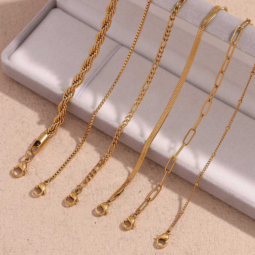 Ebbelle lâmina corrente figaro corrente torce corrente pulseira 18k banhado a ouro 316l jóias de aço inoxidável pulseiras de mão femininas