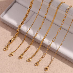 Ebbelle lâmina corrente figaro corrente torce corrente pulseira 18k banhado a ouro 316l jóias de aço inoxidável pulseiras de mão femininas