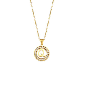 Ebbelle oco redondo zircão pavimentado 26 alfabeto inicial colar senhoras elegante presente de aniversário 18k banhado a ouro carta colar