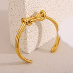 Ebbelle Novo Design Linhas Nó Cuff Pulseira 18K Banhado A Ouro Aço Inoxidável Estilo Clássico Mulheres Meninas Jóias À Prova D 'Água