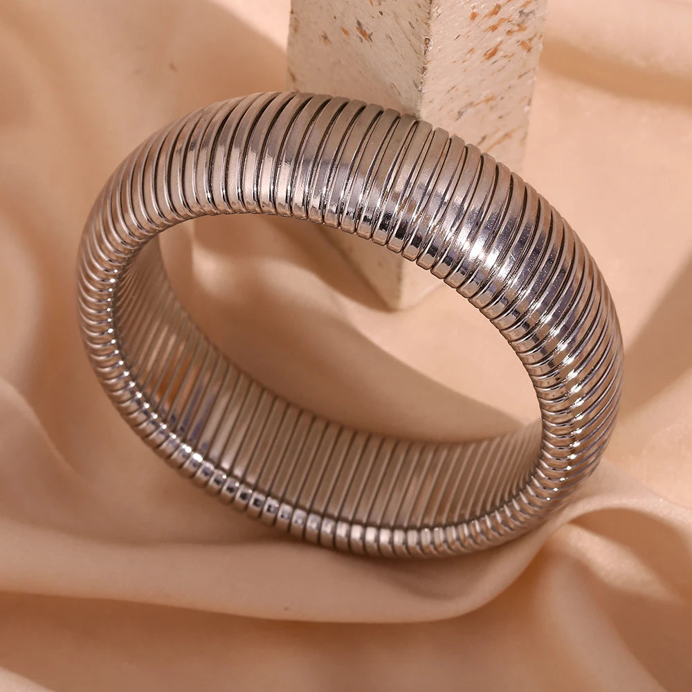 Ebbelle 20mm robusto largo 18k banhado a ouro prata cor braço pulseira de pulso pulseiras mulheres pulseras de acero inoxidável para mujer
