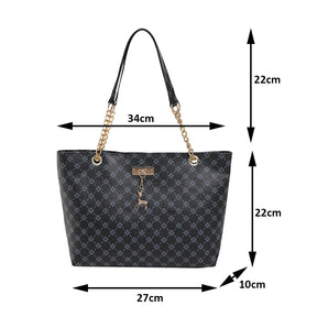 Nova presbiopia bolsa textura de couro macio grande capacidade bolsa feminina com acessórios pendurados bolsa de ombro