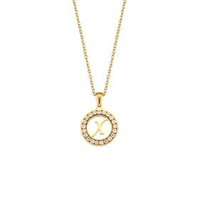 Ebbelle oco redondo zircão pavimentado 26 alfabeto inicial colar senhoras elegante presente de aniversário 18k banhado a ouro carta colar
