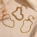 Ebbelle lâmina corrente figaro corrente torce corrente pulseira 18k banhado a ouro 316l jóias de aço inoxidável pulseiras de mão femininas