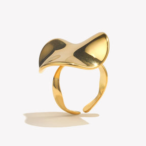 Ebbelle Anel aberto suave irregular para meninas em aço inoxidável 18K banhado a ouro sem manchas joias básicas da moda