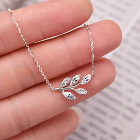 Colar Folha Moissanite Marquise