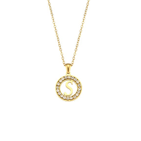 Ebbelle oco redondo zircão pavimentado 26 alfabeto inicial colar senhoras elegante presente de aniversário 18k banhado a ouro carta colar